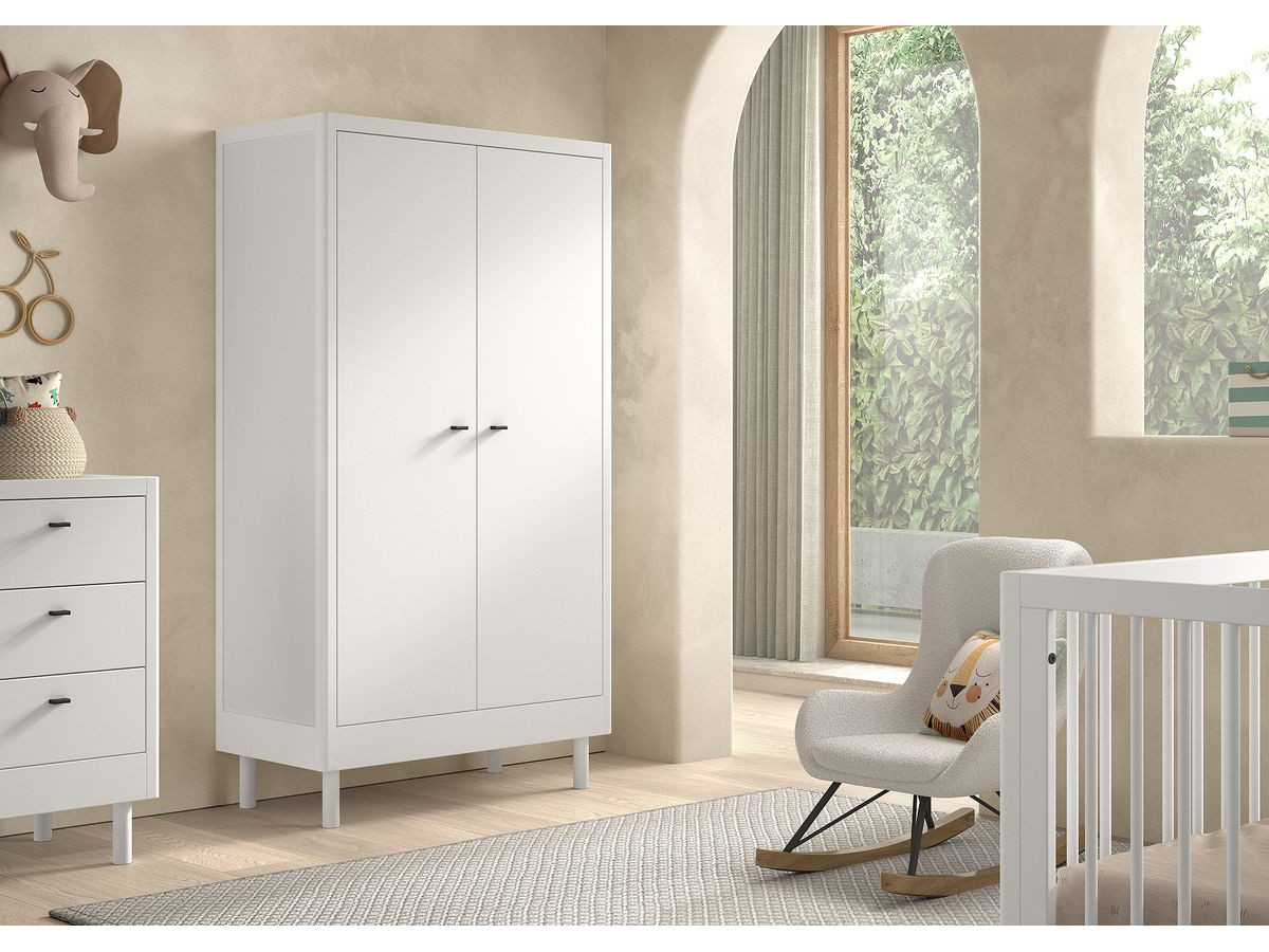 Armoire 2 portes 100 cm ADELIA bois massif de hêtre    BOBOCHIC