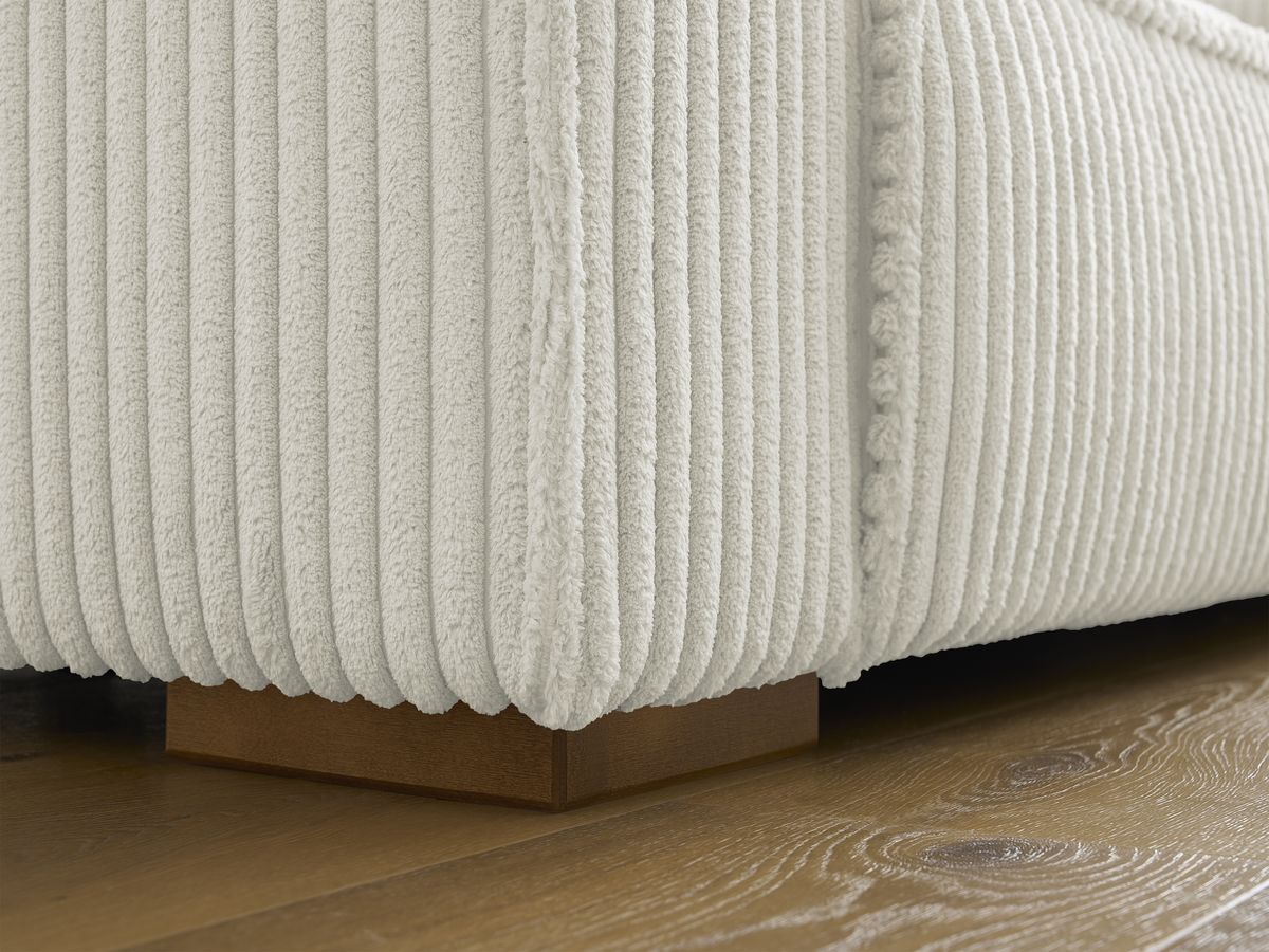 Canapé droit fixe 3 places CHELSEA gros côtelé doux avec pouf