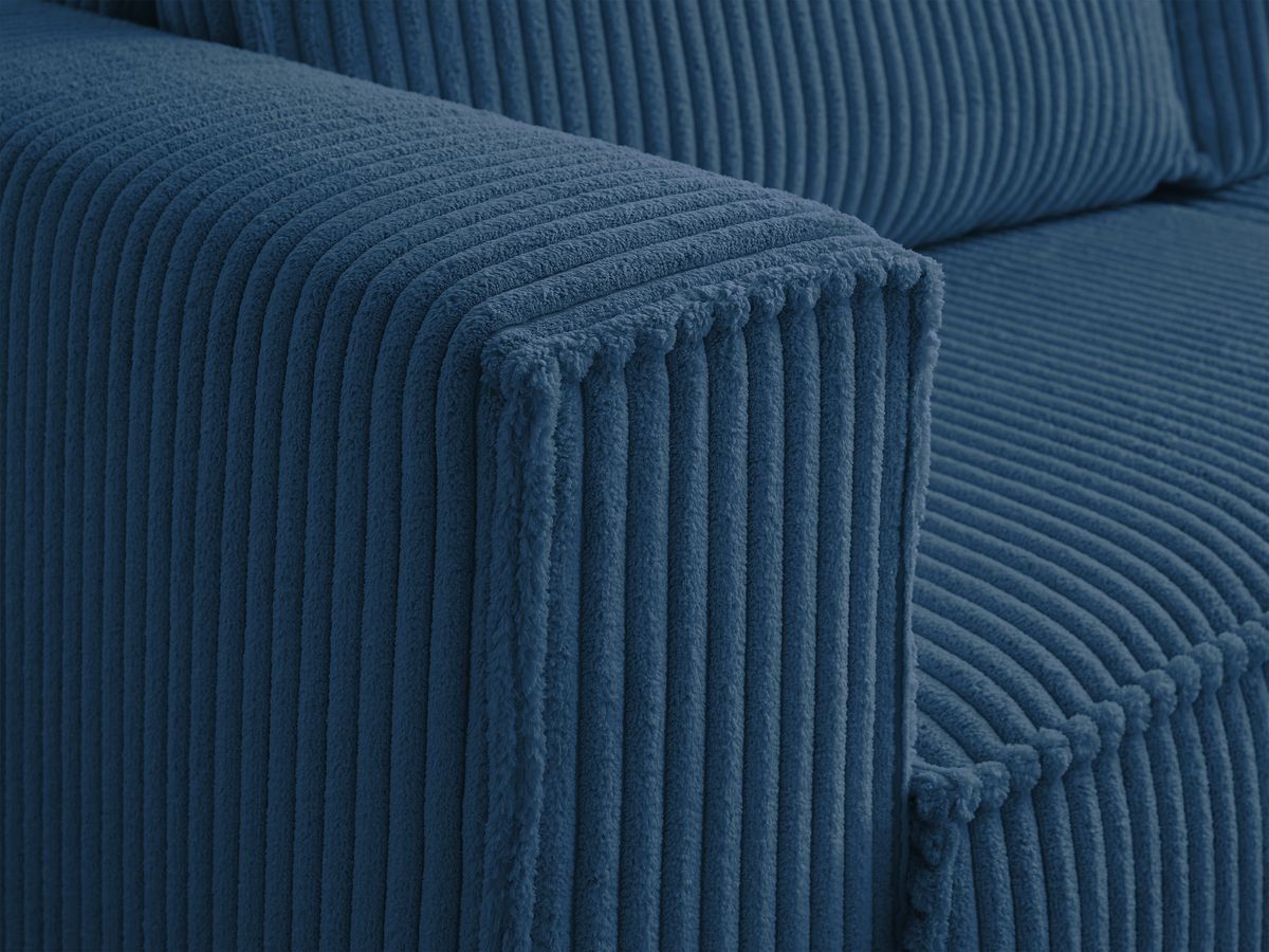 Canapé droit fixe 3 places CHELSEA gros côtelé doux avec pouf