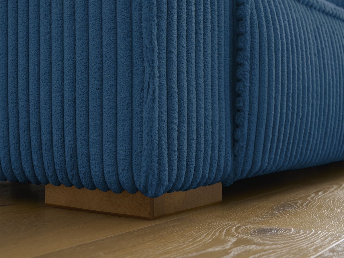 Canapé droit fixe 3 places CHELSEA gros côtelé doux avec pouf