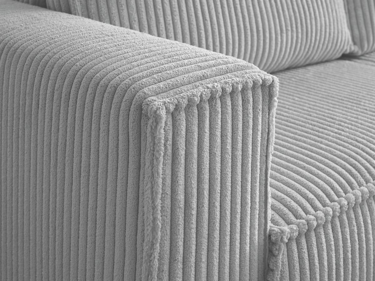 Canapé droit fixe 3 places CHELSEA gros côtelé doux avec pouf