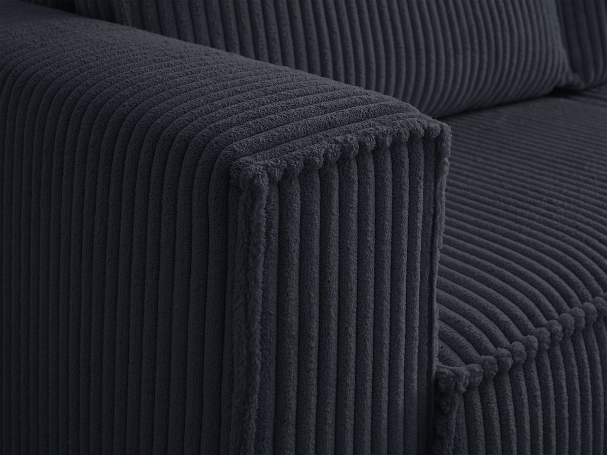 Canapé droit fixe 3 places CHELSEA gros côtelé doux avec pouf
