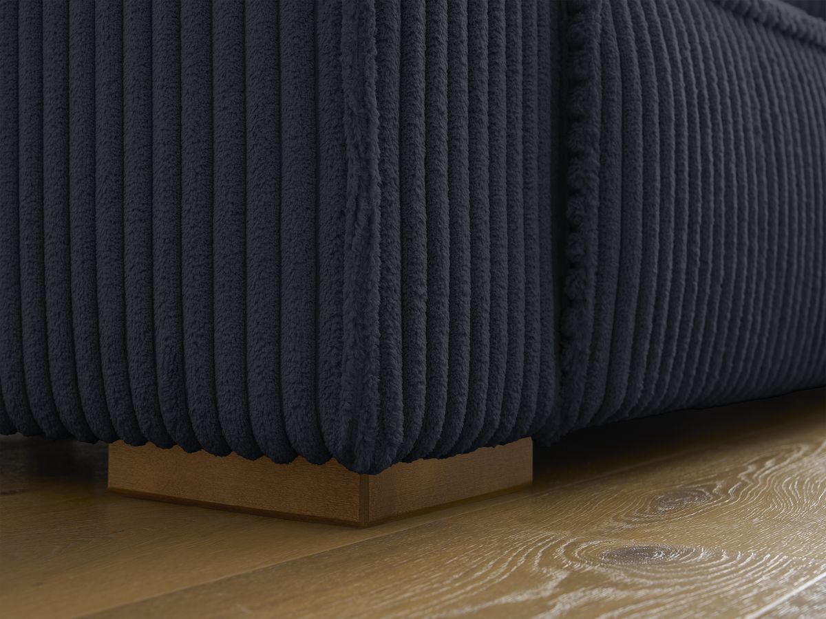 Canapé droit fixe 3 places CHELSEA gros côtelé doux avec pouf