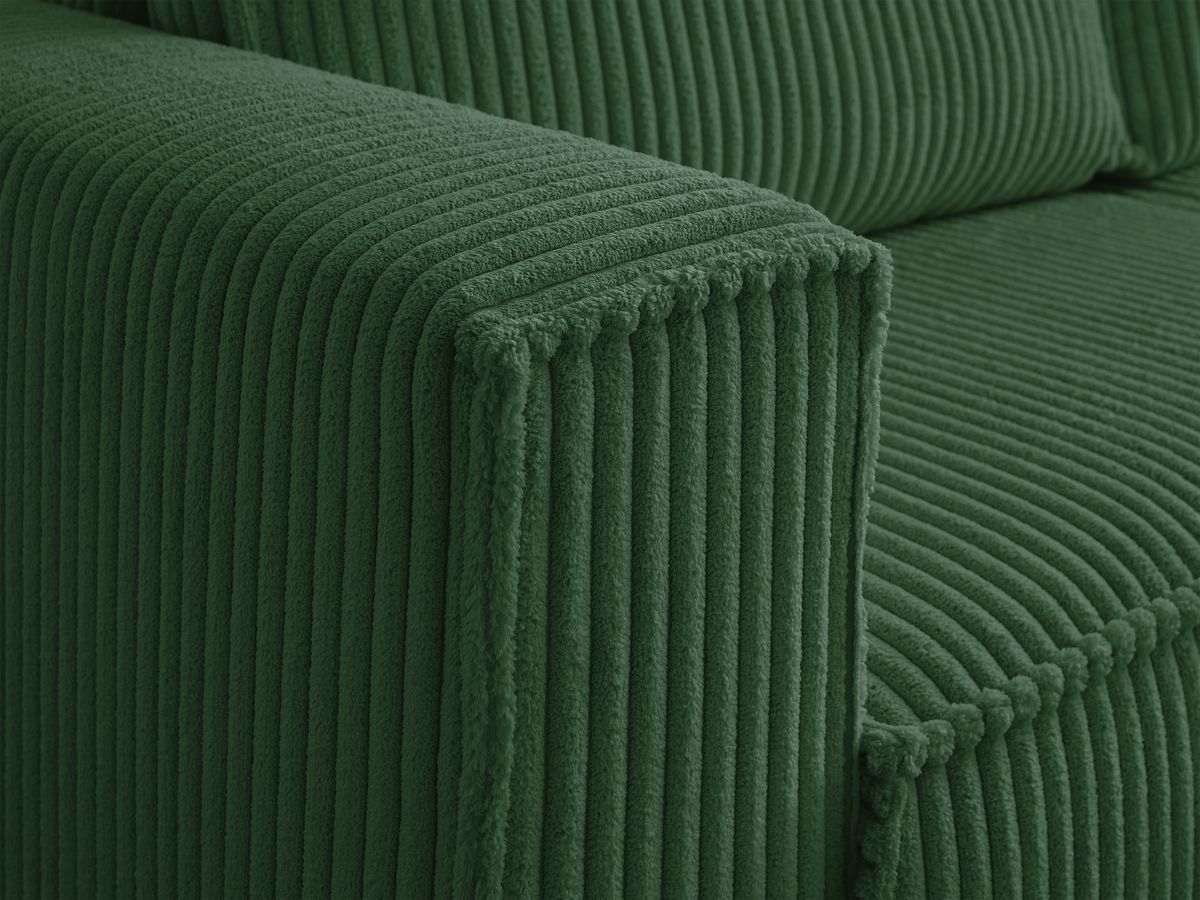 Canapé droit fixe 3 places CHELSEA gros côtelé doux avec pouf