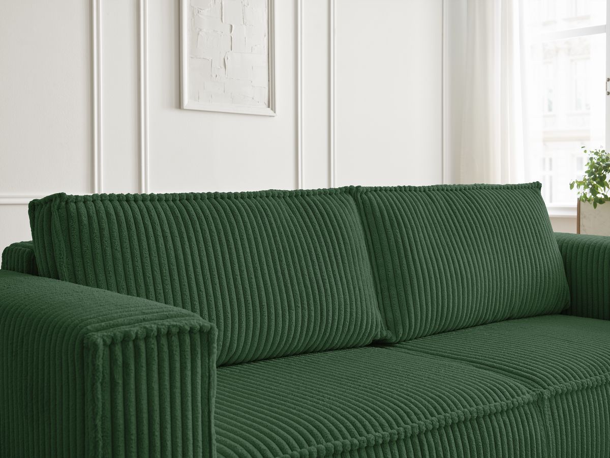Canapé droit fixe 3 places CHELSEA gros côtelé doux avec pouf