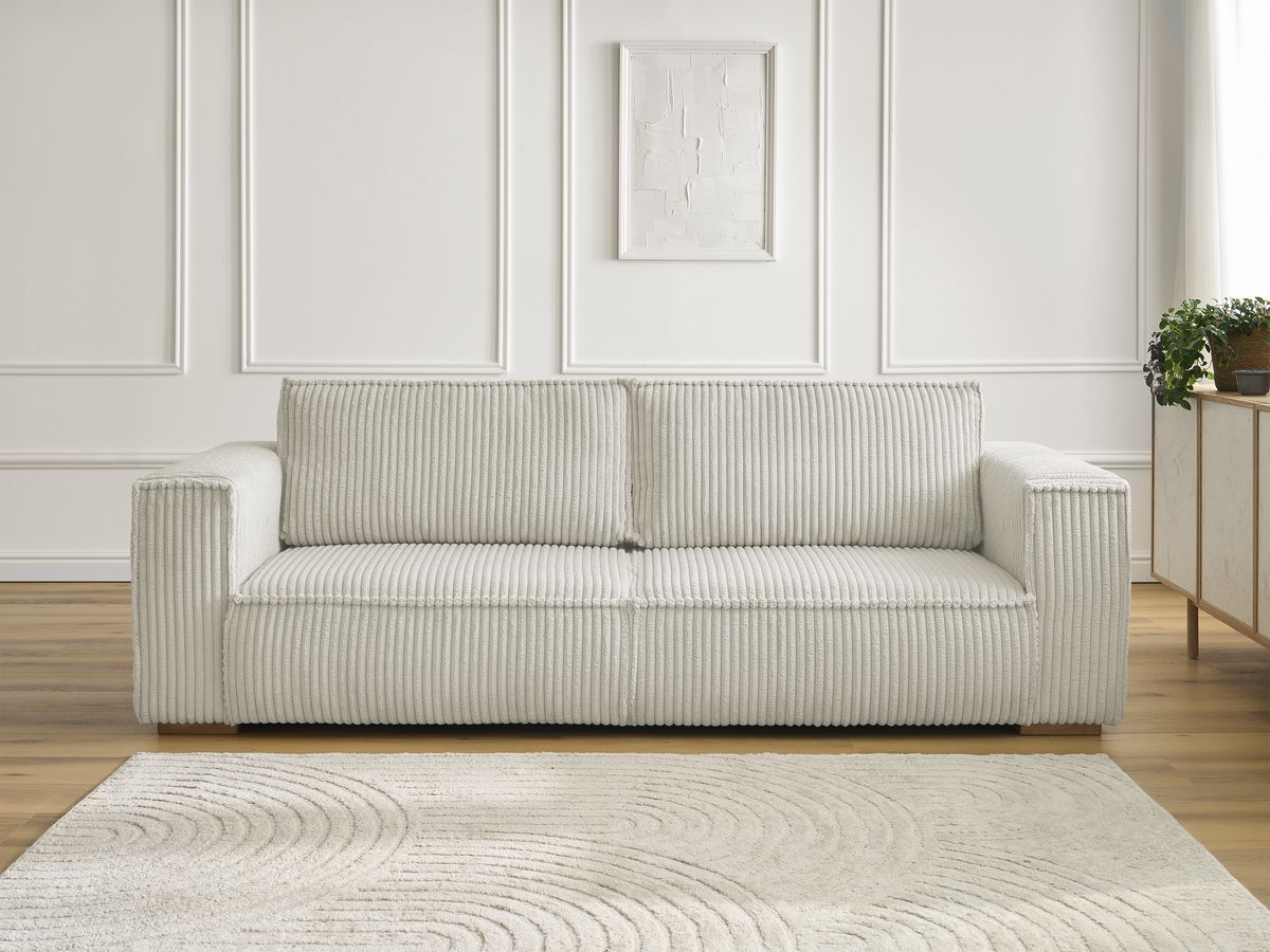 Canapé droit 3 places CHELSEA gros côtelé doux beige — vue 5