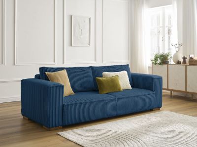 Canapé droit fixe 3 places CHELSEA gros côtelé doux