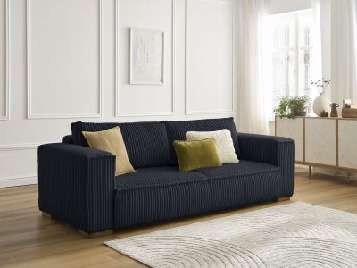 Canapé droit fixe 3 places CHELSEA gros côtelé doux
