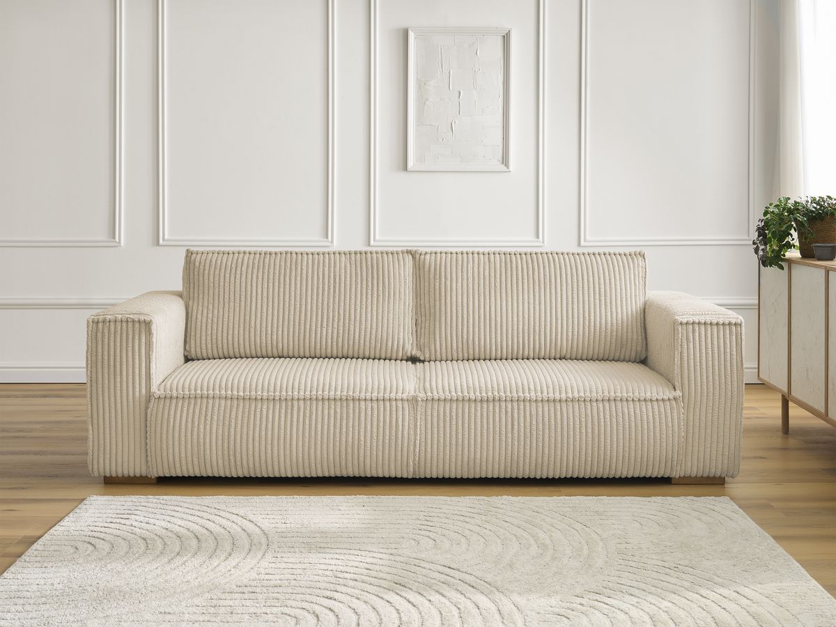 Canapé droit 3 places CHELSEA gros côtelé doux taupe — vue 5