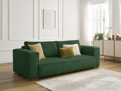 Canapé droit fixe 3 places CHELSEA gros côtelé doux