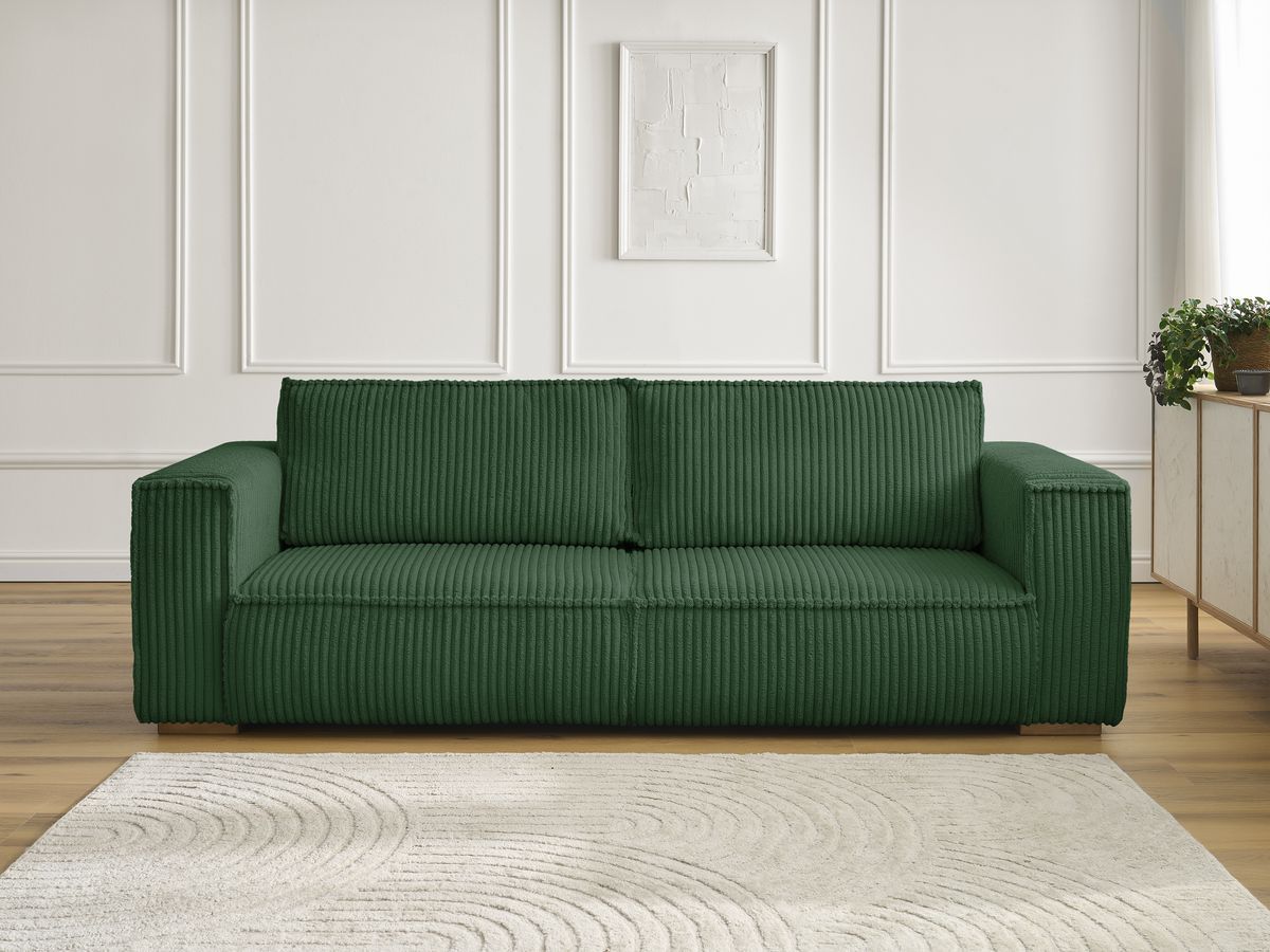 Canapé droit 3 places CHELSEA gros côtelé doux vert — vue 5