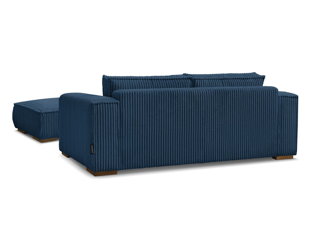 Canapé droit fixe 2 places CHELSEA gros côtelé doux avec pouf