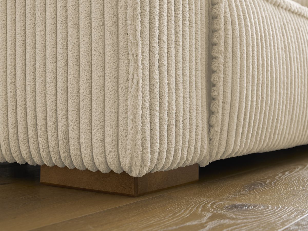 Canapé droit fixe 2 places CHELSEA gros côtelé doux avec pouf
