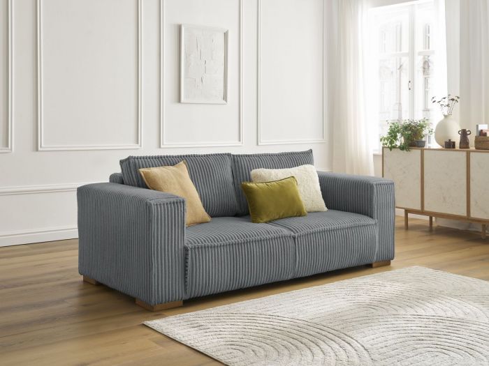 Canapé droit fixe 2 places CHELSEA gros côtelé doux