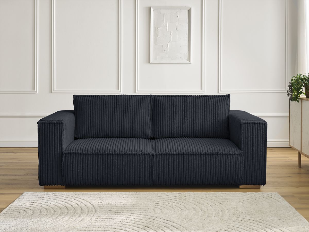 Canapé droit 2 places CHELSEA gros côtelé doux noir — vue 5