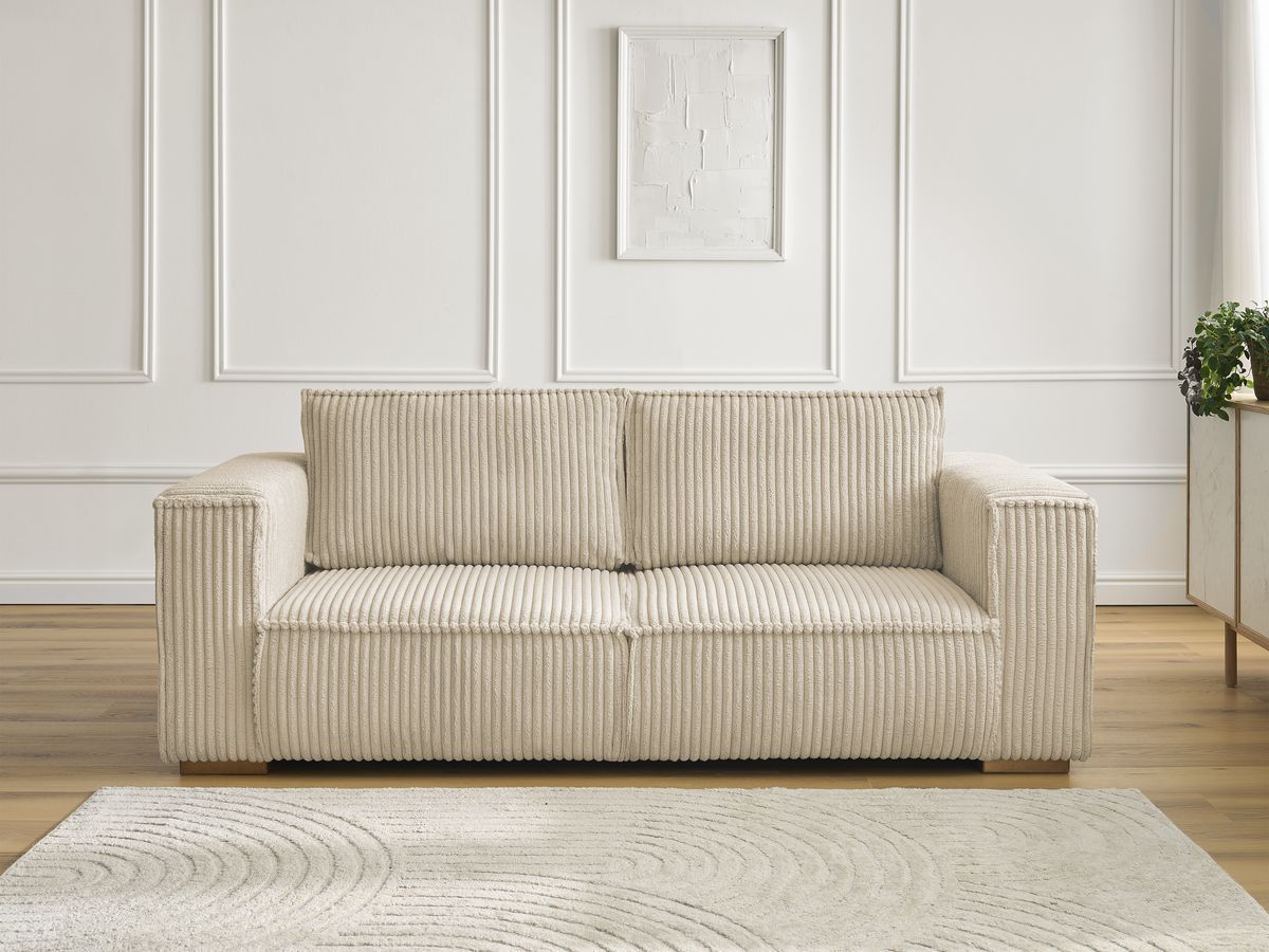 Canapé droit 2 places CHELSEA gros côtelé doux taupe — vue 5