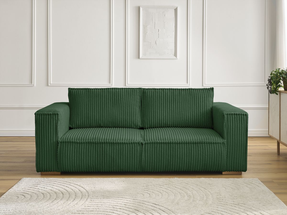 Canapé droit 2 places CHELSEA gros côtelé doux vert — vue 5