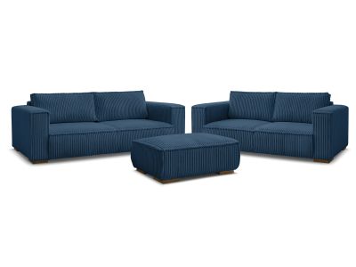 Ensemble canapé droit fixe 3 + 2 places CHELSEA gros velours côtelé avec pouf