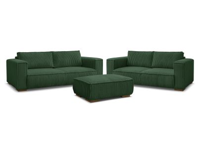 Ensemble canapé droit fixe 3 + 2 places CHELSEA gros velours côtelé avec pouf