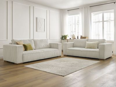 Ensemble canapé droit fixe 3 + 2 places CHELSEA gros côtelé doux