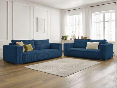 Ensemble canapé droit fixe 3 + 2 places CHELSEA gros côtelé doux