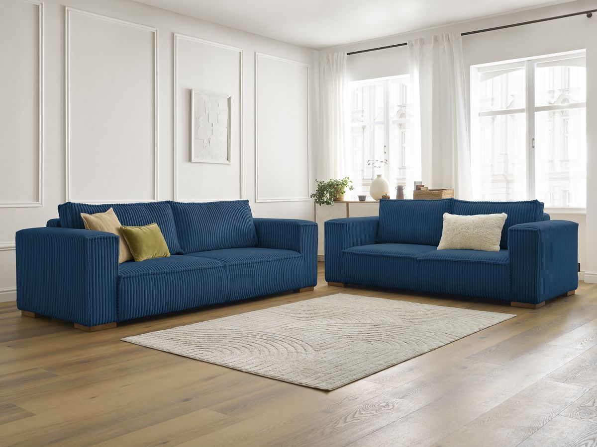 Ensemble canapé droit fixe 3 + 2 places CHELSEA gros côtelé doux