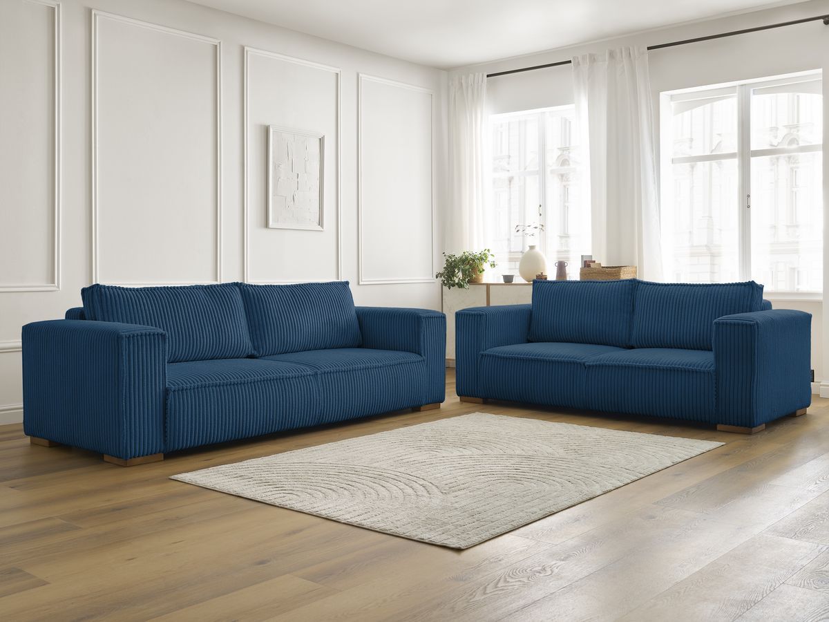 Ensemble canapé droit fixe 3 + 2 places CHELSEA gros côtelé doux