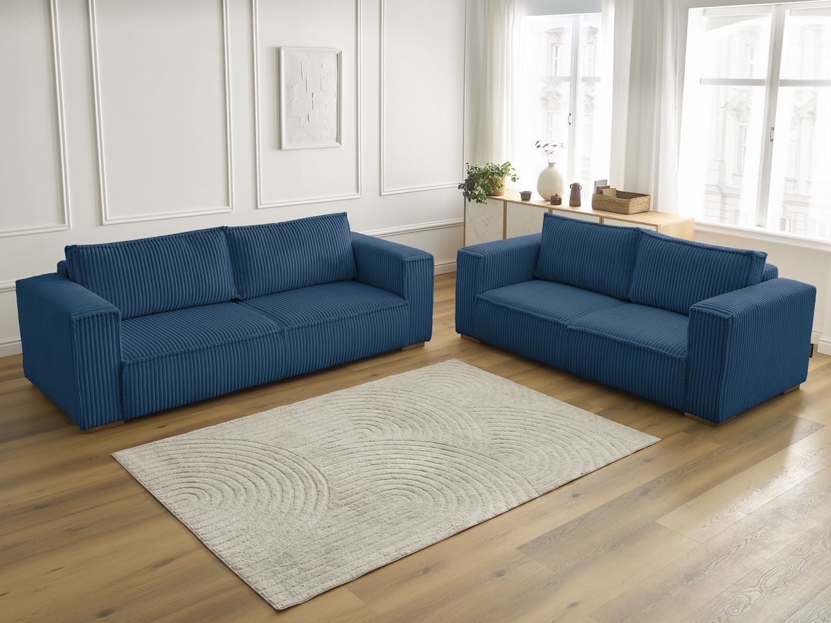 Ensemble canapé droit fixe 3 + 2 places CHELSEA gros côtelé doux