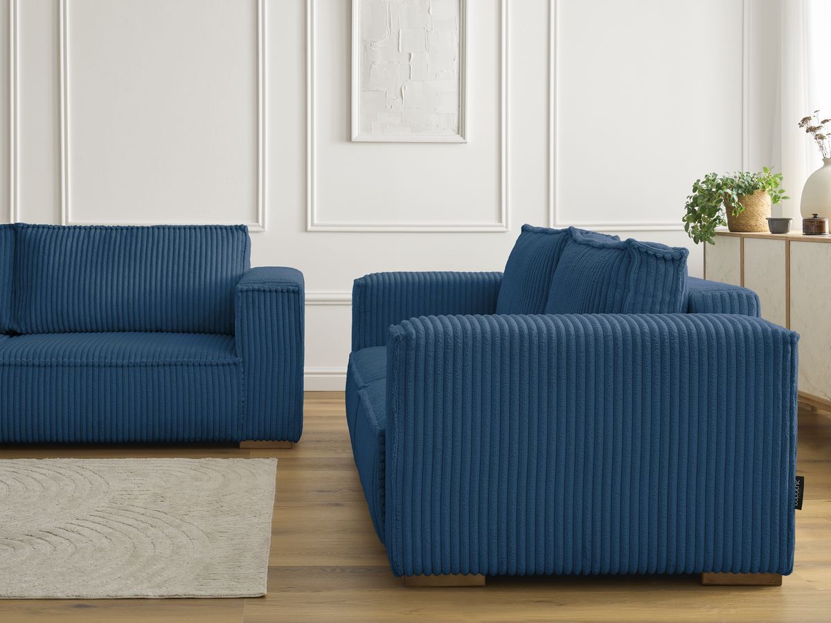 Ensemble canapé droit fixe 3 + 2 places CHELSEA gros côtelé doux