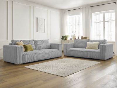 Ensemble canapé droit fixe 3 + 2 places CHELSEA gros côtelé doux