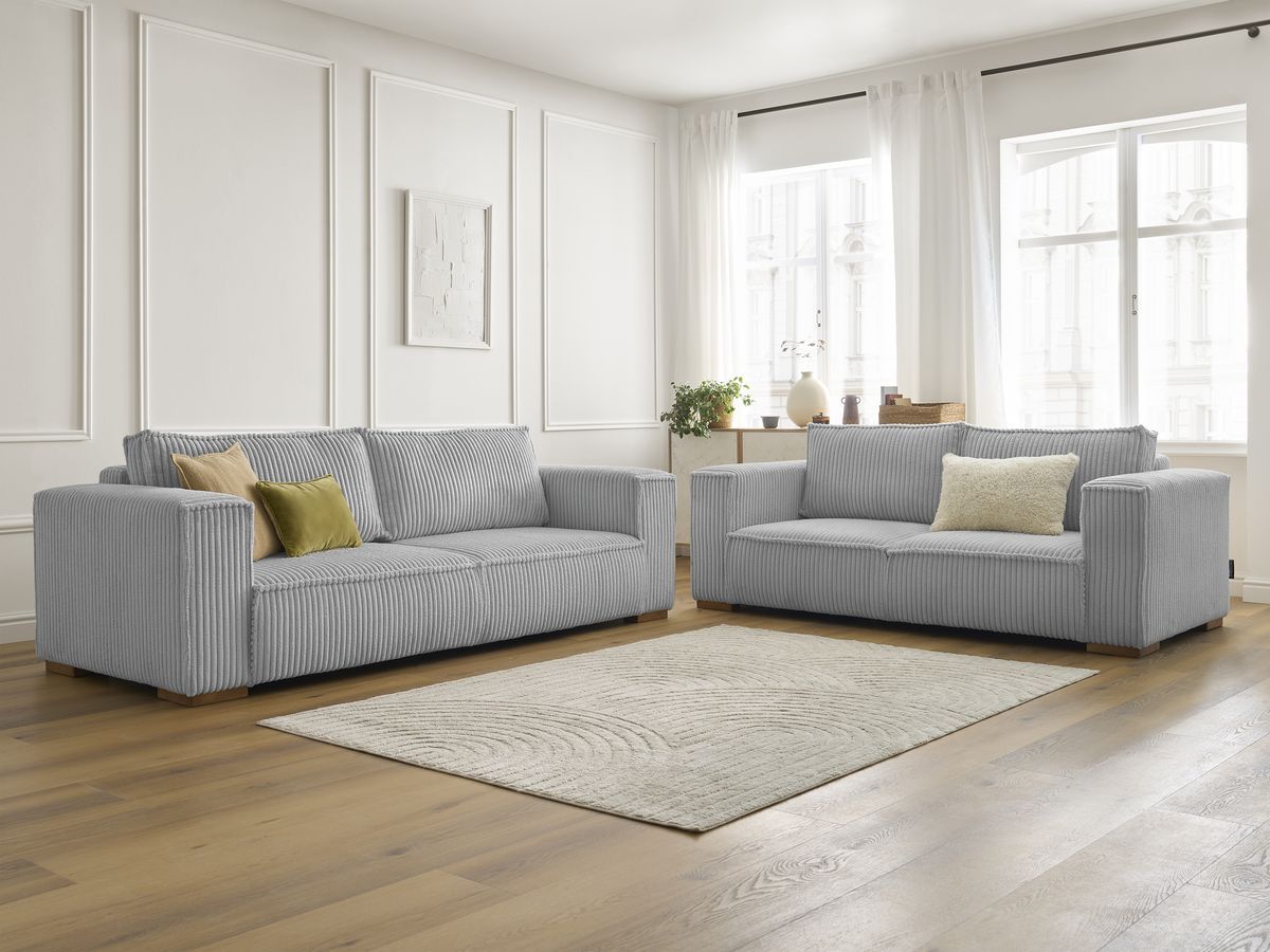 Ensemble canapé droit fixe 3 + 2 places CHELSEA gros côtelé doux