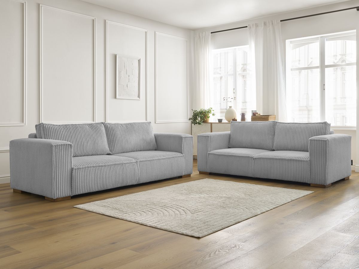 Ensemble canapé droit fixe 3 + 2 places CHELSEA gros côtelé doux