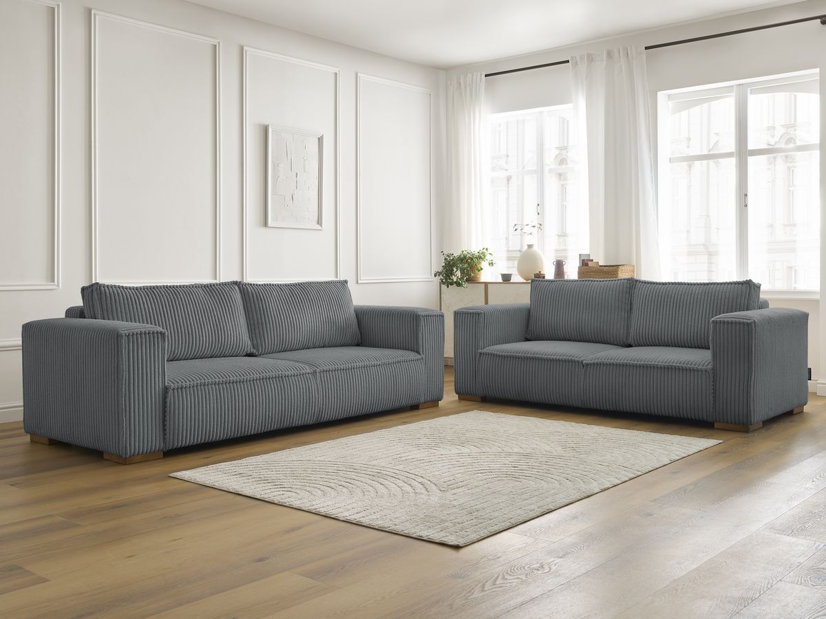 Ensemble canapé droit fixe 3 + 2 places CHELSEA gros côtelé doux