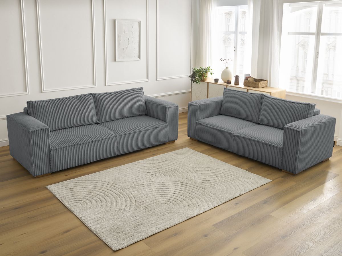 Ensemble canapé droit fixe 3 + 2 places CHELSEA gros côtelé doux
