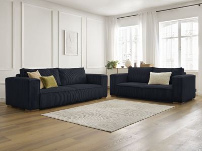 Ensemble canapé droit fixe 3 + 2 places CHELSEA gros côtelé doux