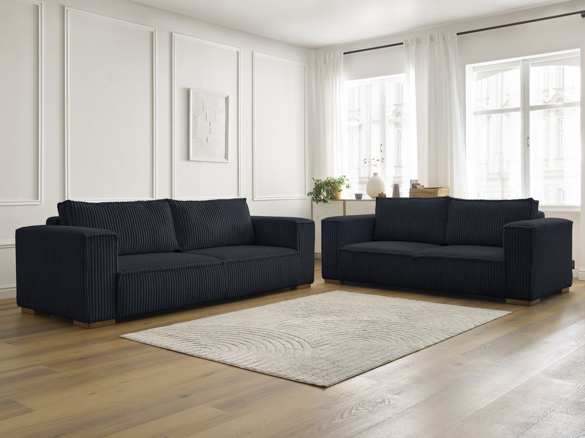 Ensemble canapé droit fixe 3 + 2 places CHELSEA gros côtelé doux