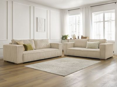 Ensemble canapé droit fixe 3 + 2 places CHELSEA gros côtelé doux