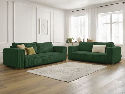 Ensemble canapé droit fixe 3 + 2 places CHELSEA gros côtelé doux