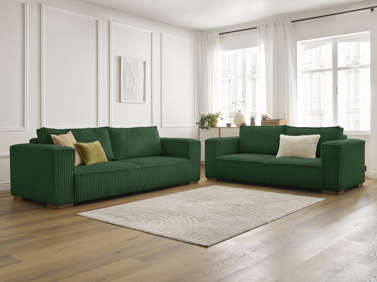 Ensemble canapé droit fixe 3 + 2 places CHELSEA gros côtelé doux