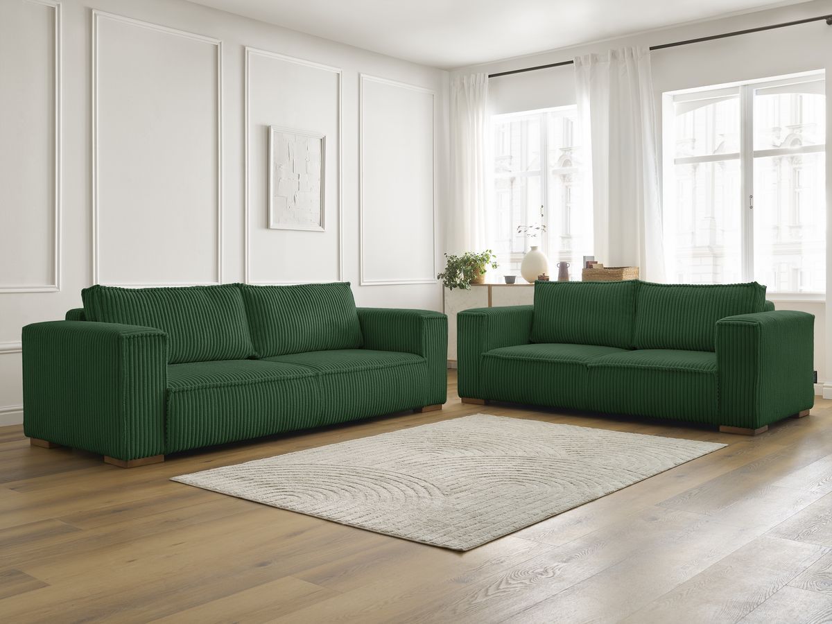 Ensemble canapé droit fixe 3 + 2 places CHELSEA gros côtelé doux
