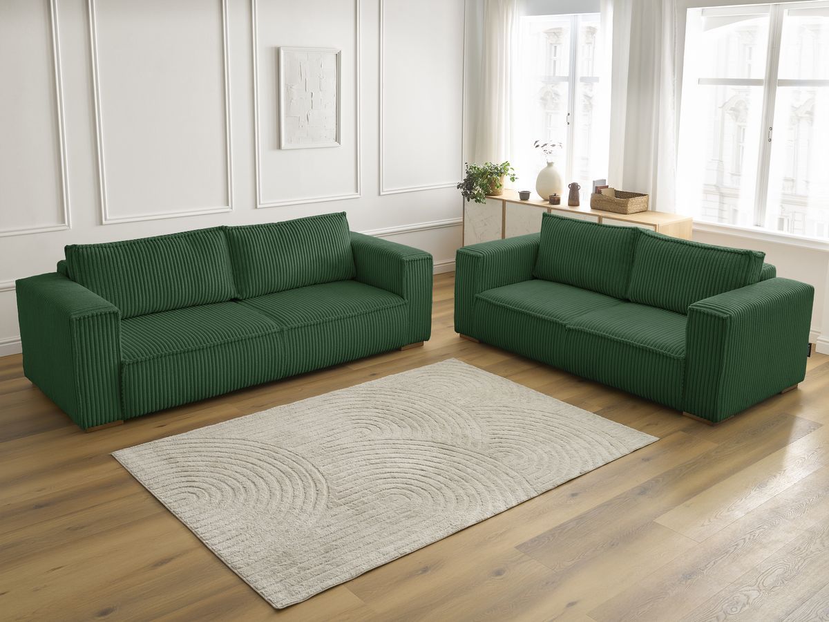 Ensemble canapé droit fixe 3 + 2 places CHELSEA gros côtelé doux