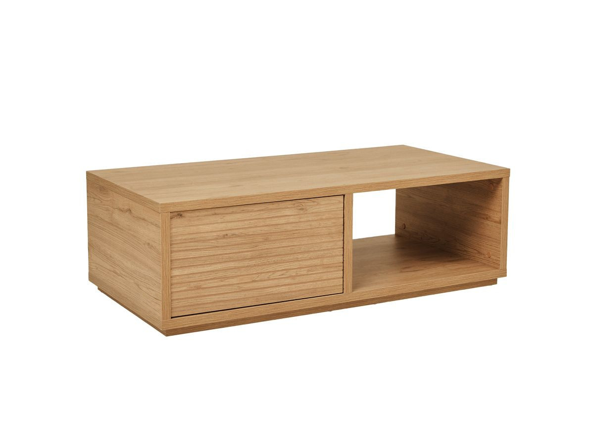 FERRET salontafel 100 cm met lade, houten lamelleneffect