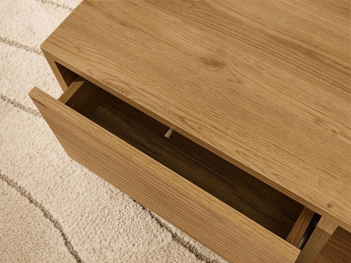 FERRET set met 180 cm dressoir + 180 cm tv-meubel + 100 cm salontafel met houten lamelleneffect