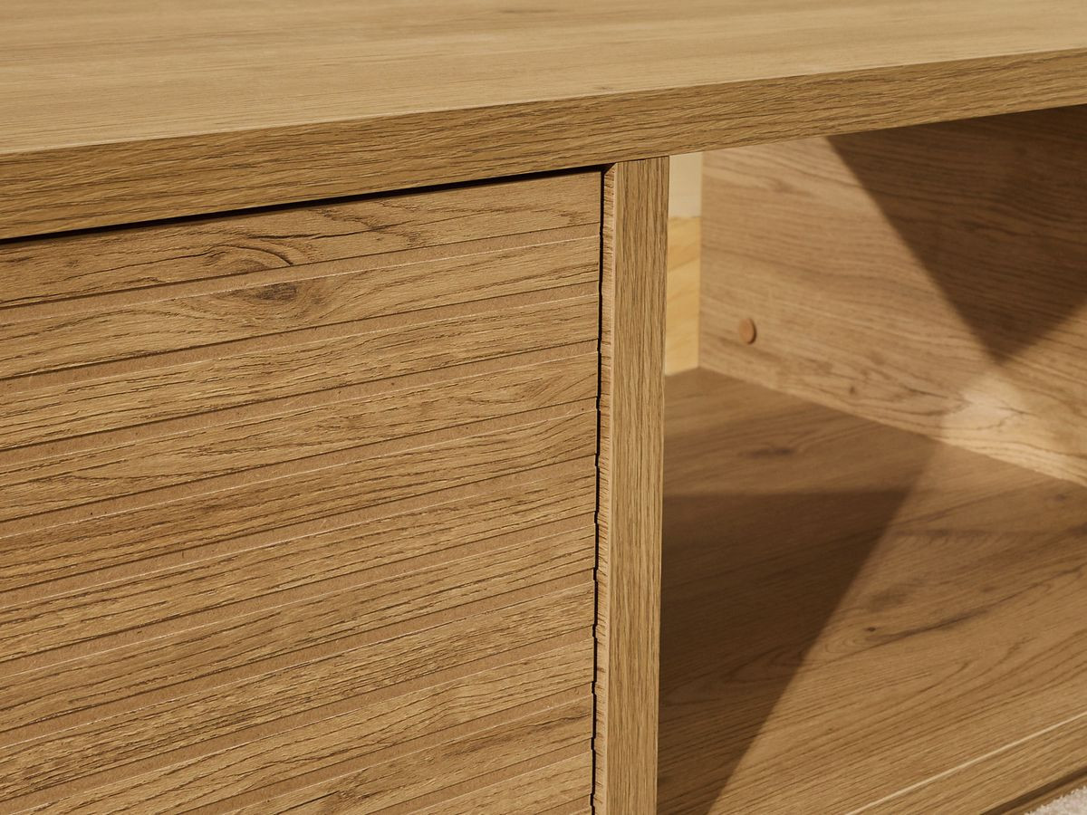 FERRET set met 180 cm dressoir + 180 cm tv-meubel + 100 cm salontafel met houten lamelleneffect