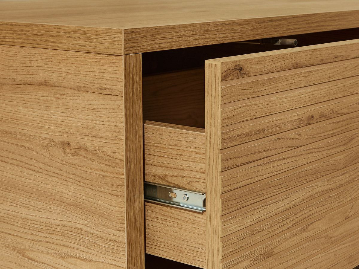 FERRET set met 180 cm dressoir + 180 cm tv-meubel + 100 cm salontafel met houten lamelleneffect
