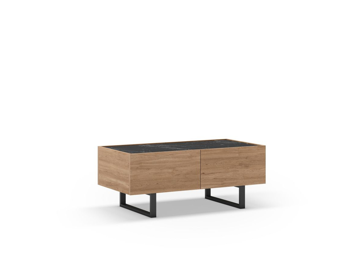 OPERA set met 180 cm dressoir + 180 cm tv-meubel + 110 cm salontafel in eikenhouten look en zwart marmerlook