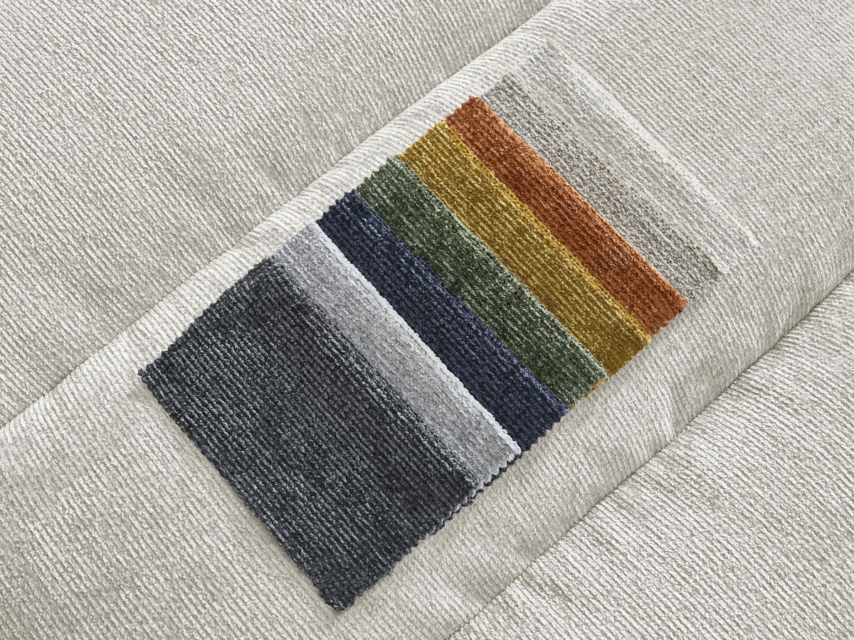 Canapé d'angle fixe EVEREST tissu chiné - Orange - Angle droit - 10 coussins