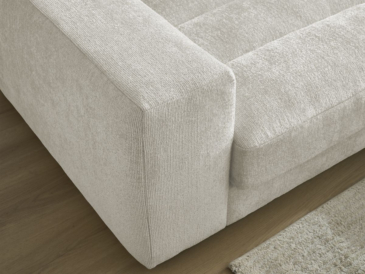 Canapé d'angle fixe EVEREST tissu chiné - Orange - Angle droit - 10 coussins