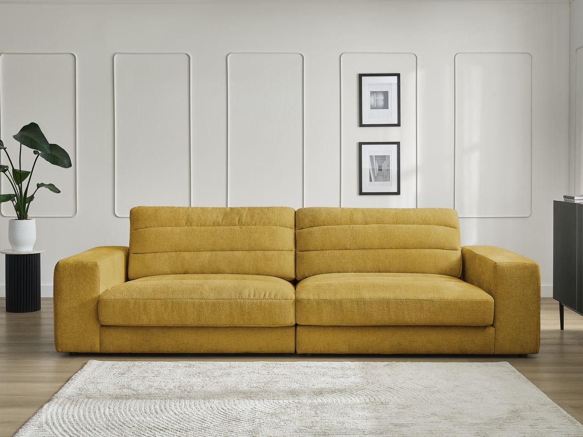 Canapé droit 3 places SIERRA texturé jaune — vue 5