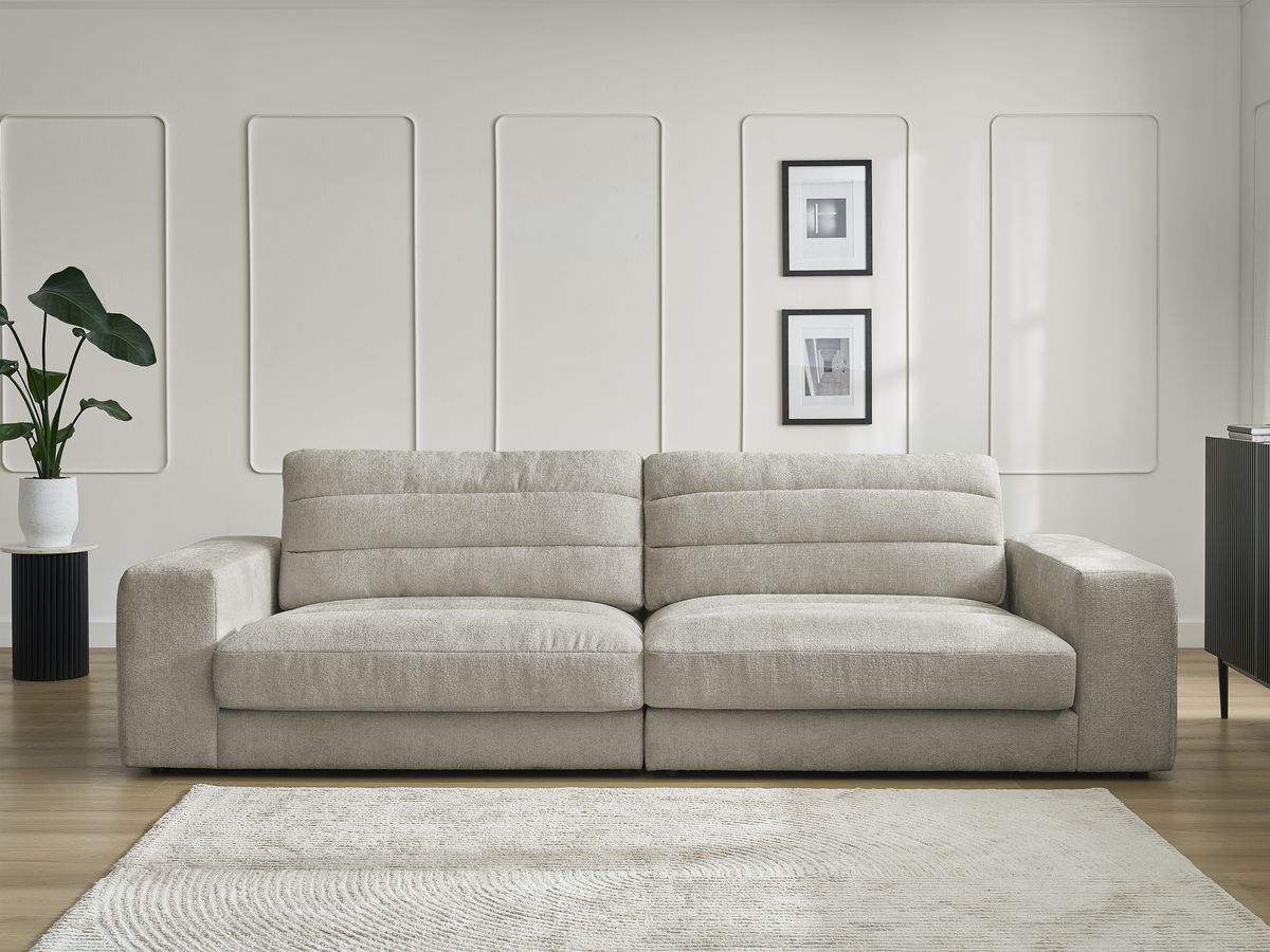 Canapé droit 3 places SIERRA texturé taupe — vue 5